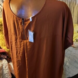 Maurice's Rust Orange Top with Back Zipper Detail Size 3X